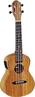 Ortega Guitars Konzert Ukulele Elektro-Akustisch – Timber Series – Inklusive Gigbag – Zebrano, Natur (RFU11ZE)