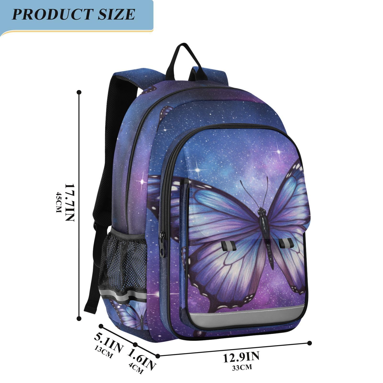 Mnsruu Sac à dos pour ordinateur portable de 15,6" - Motif papillon violet - Pour adolescentes et filles - Sac à dos de voyage léger pour le travail universitaire - 45 x 33 x 17 cm