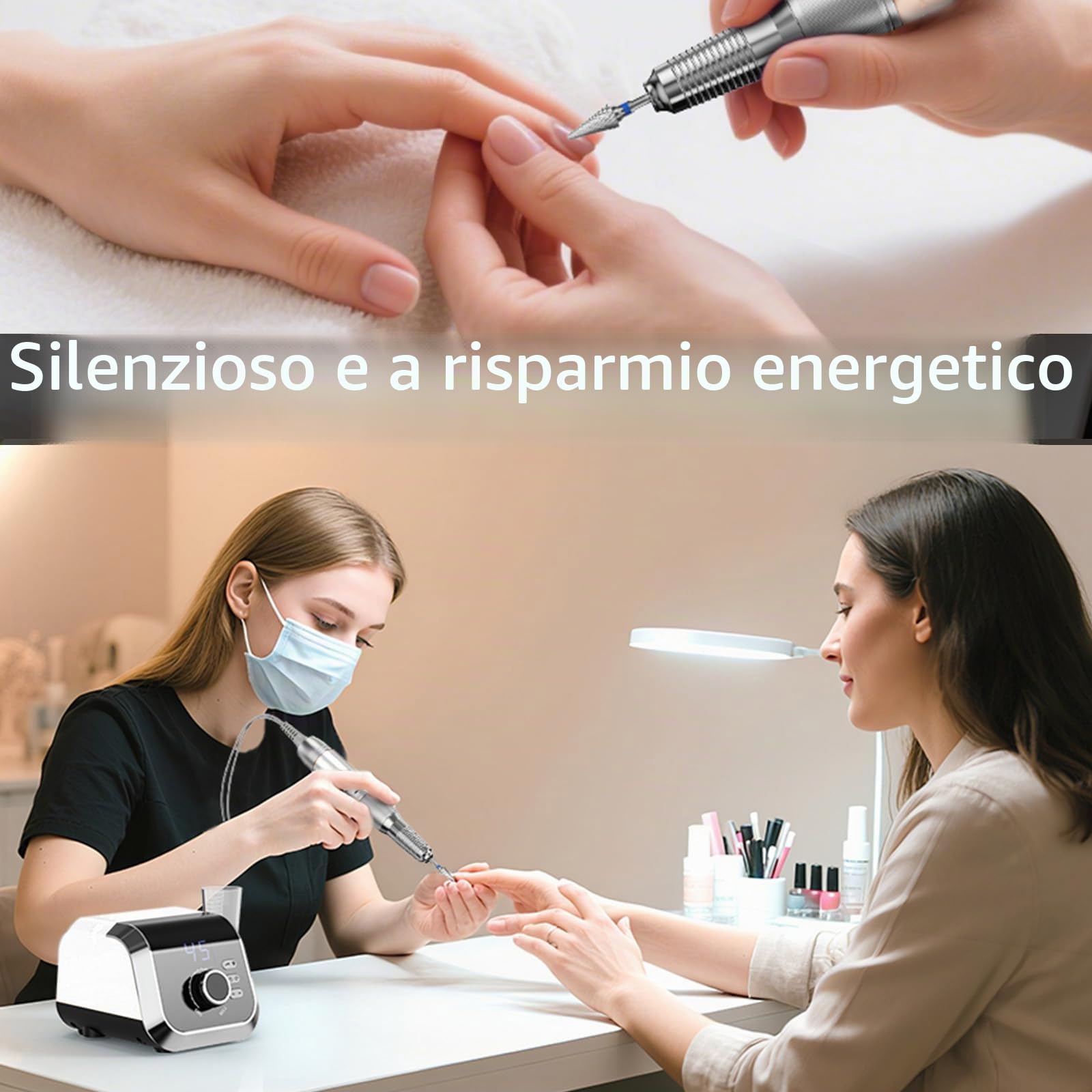 Fresa per Unghie, Fresa per Unghie Professionale da 45000 Giri/Min con 11 Frese per Unghie e 75 Bande Set di Fresa Unghie Professionale con 45 Livelli Regolabili e Display LCD per Casa e Manicure