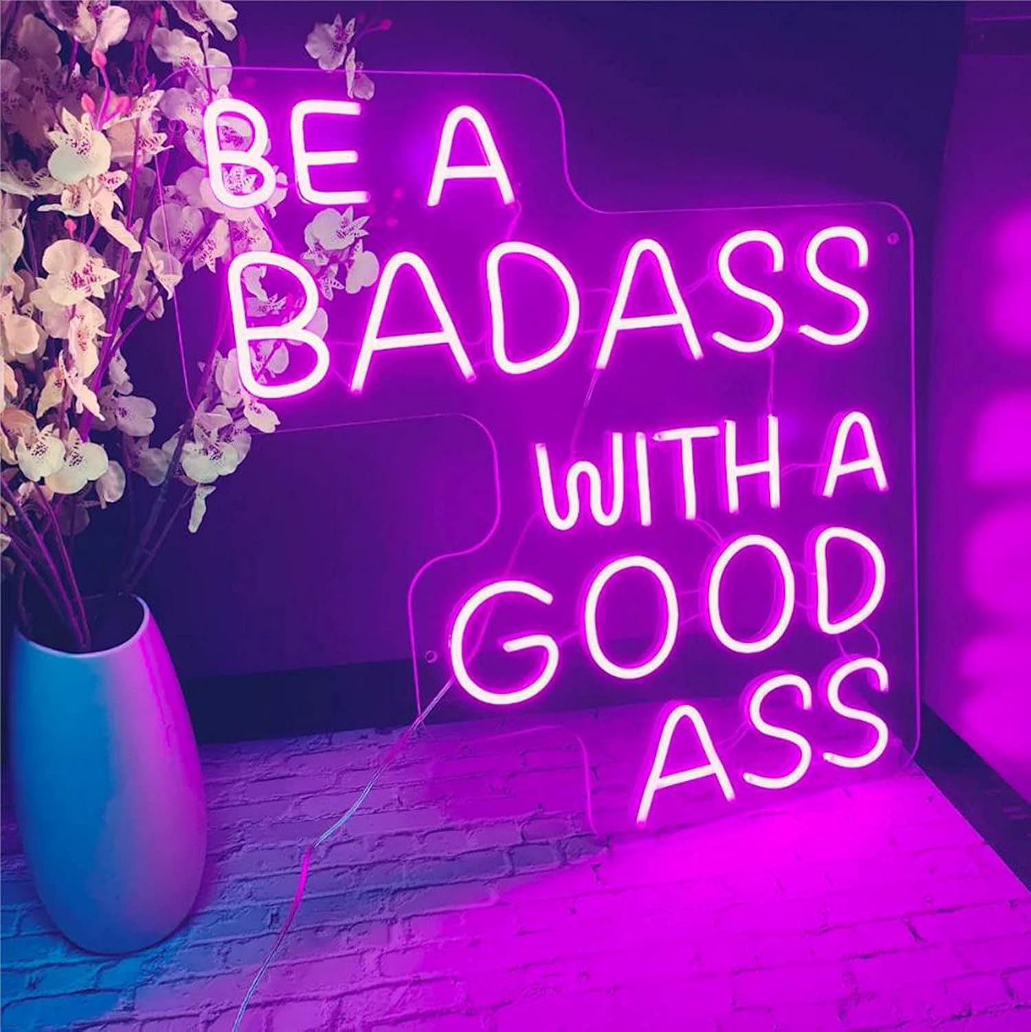 Neon Sign Light Be a Badass with a Good Ass Neon Light Wall Hangings Wall Decor, Housewarming Gift, Birthday Gift Visual Artwork Bar Pub Club Wall Hanging Decoration