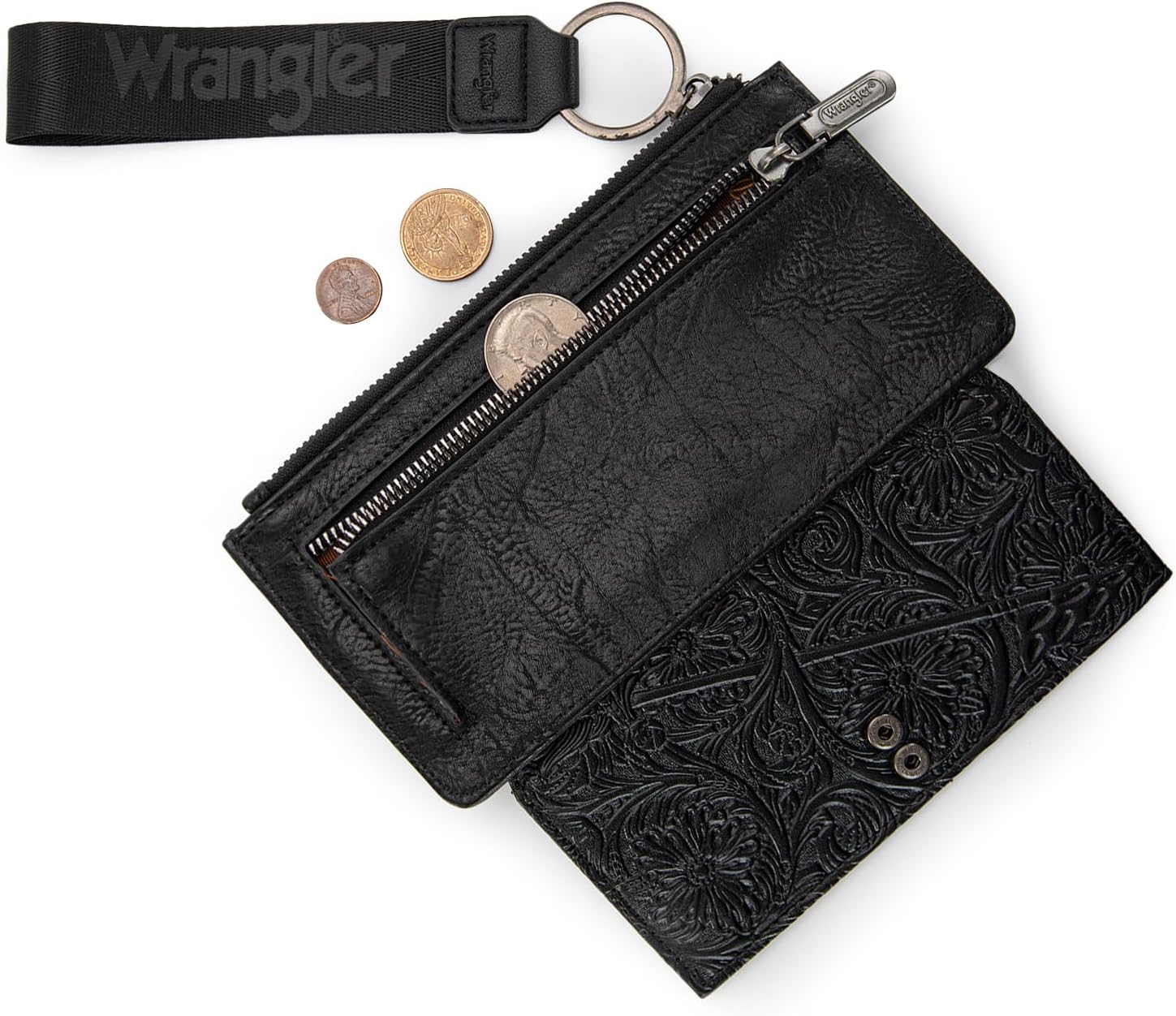 X Wrangler Womens Wallet Western Tooling Bifold Wallets Ladies RFID Blocking Wristlet Wallet with Zipper Pocket - Image 5