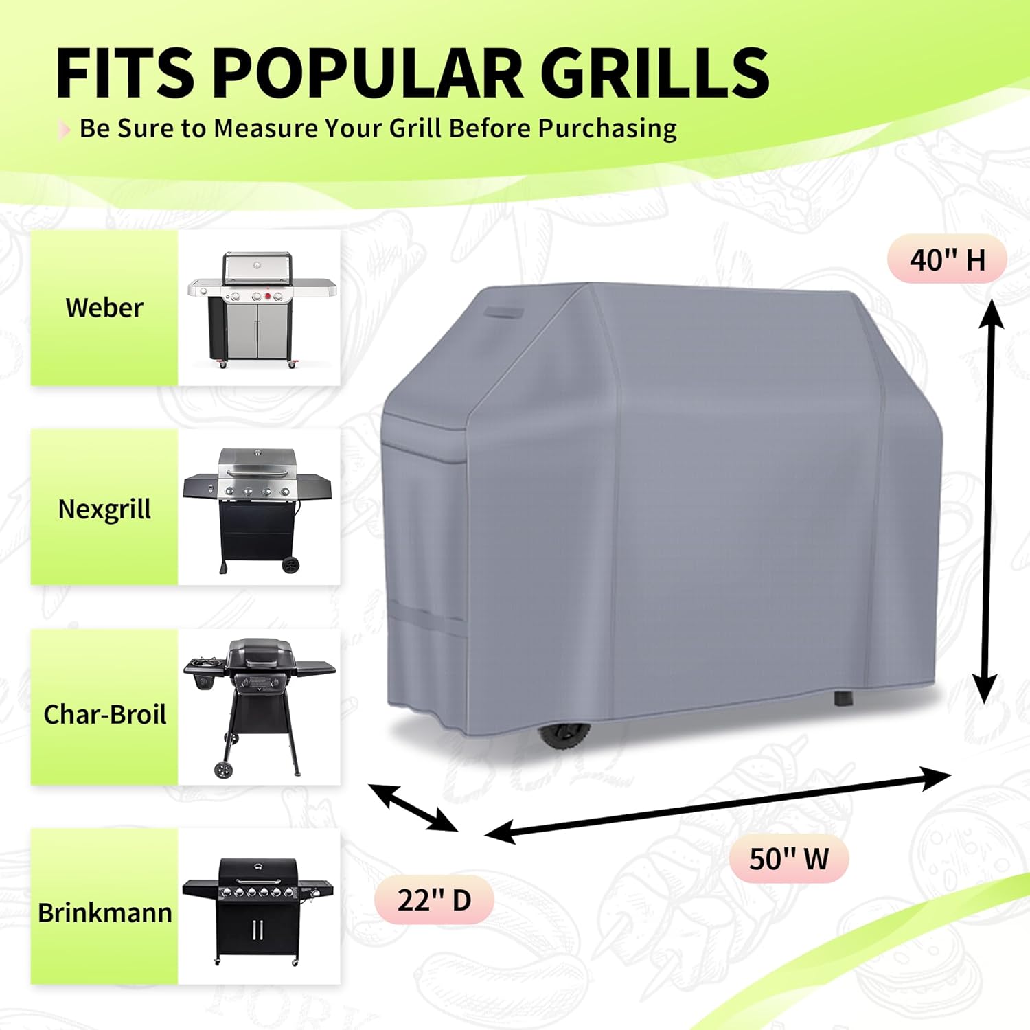 NEXCOVER Barbecue Gas Grill Cover - 50 Inch Waterproof BBQ Cover, Outdoor Heavy Duty Grill Cover, Fade & Weather Resistant Upgraded Material, Barbecue Cover for Weber, Brinkmann, Char Broil, Holland. - Image 2