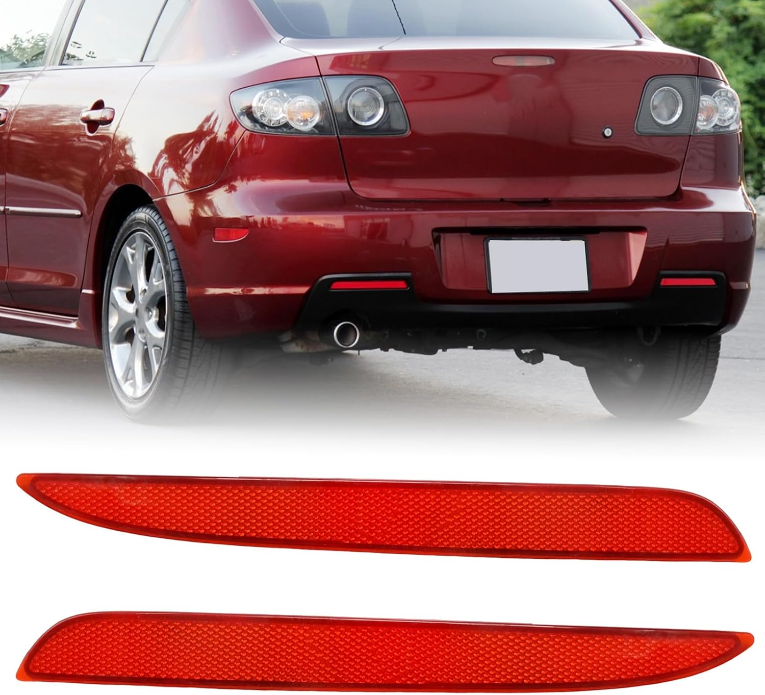 1 Pair BFF4 51 5L0AF Rear Bumper Reflector Lamp, Replacement for Mazda 3 2008 2009 2010 2011 2012, Replaces BFF4 51 5M0AF