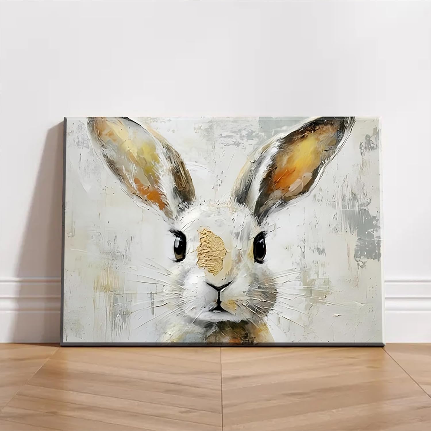 Joyful Murmur Easter Bunny Canvas Wall Art - Vintage Rabbit Prints for Spring Home Decor, Perfect for Living Room, Bathroom, Kitchen & Bedroom - Waterproof Ready-to-Hang Easter Decorations
