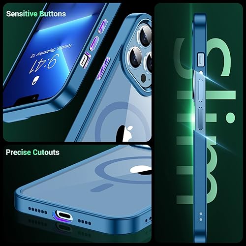 Miniatura 6 de Temdan Funda magnética para iPhone 13 Pro Max, [compatible con MagSafe] [no amarillenta] delgada y delgada a prueba de golpes, funda protectora para