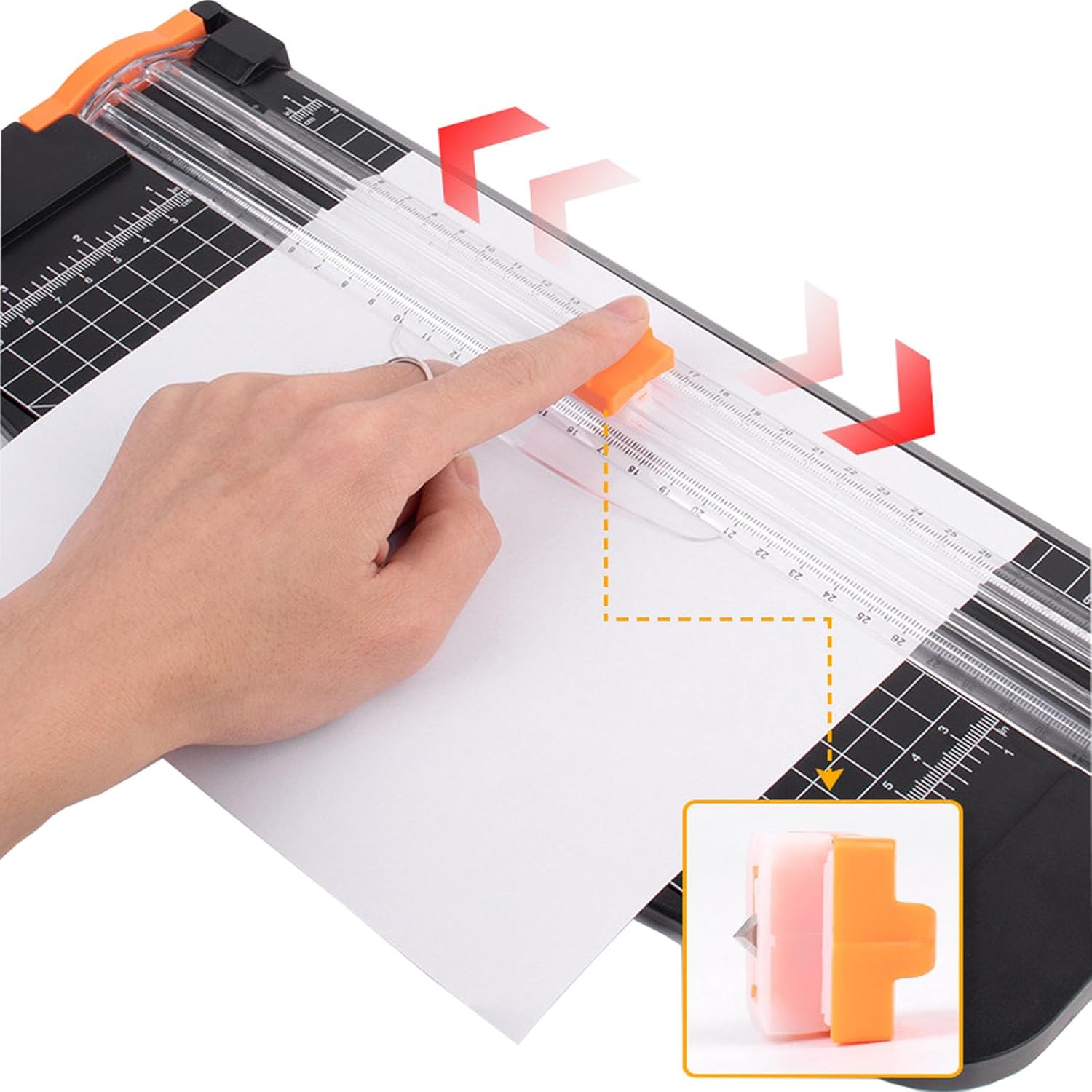 6-Pack Paper Cutter Replacement Blades with Automatic Security Safeguard Design for A4/A5 Paper Trimmers (Orange)