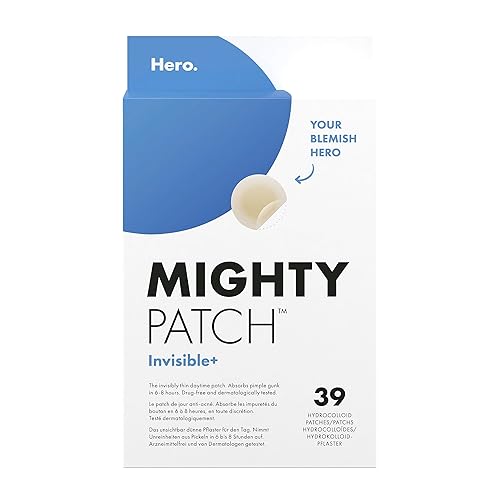 Mighty Patch Invisible+ Spot Patches by Hero Cosmetics, Daytime Acne Treatment, Clear Spot Remover Hydrocolloid Patches, Anti Acne Dots, Spot Treatment Blemish & Pimple Stickers - 39 Pimple Patches - Invisible 39