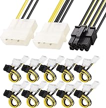 Paquete de 10 PCIe de 8 pines a Molex, doble x 4 pines Molex a 8 pines PCI Express Cable de alimentación LP4 a PCI-E Video Tarjeta gráfica Adaptador de corriente Cable Y divisor
