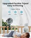 Gaiatop Mini Portable Pram Fan, Rechargeable Small Clip on Fan for Stroller, Detachable 3 Speed 360 Degree Rotate Flexible Tripod Handheld Desk Cooling Car Seat Crib Treadmill Travel Black