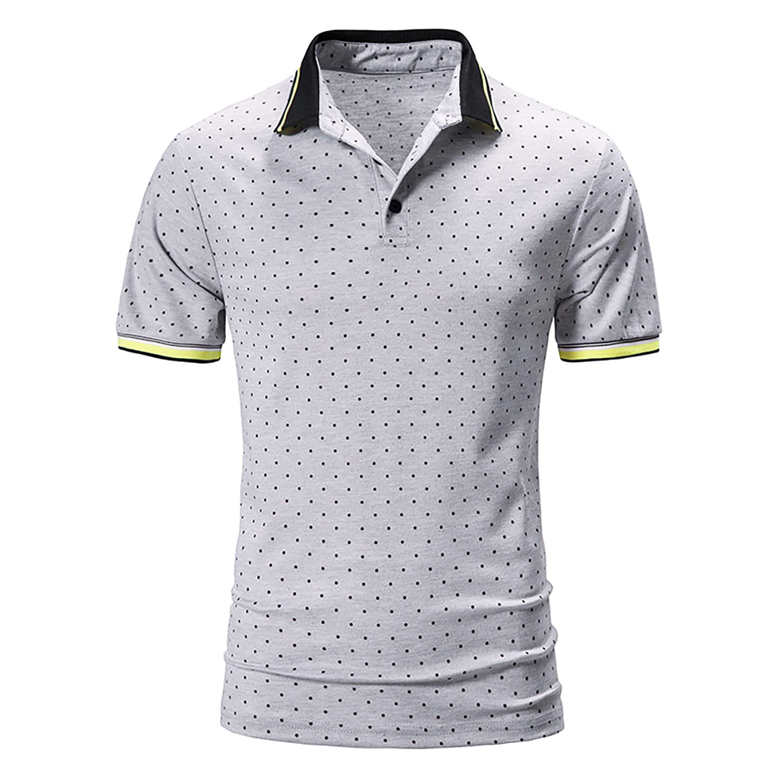 Banbry Men's Summer Regular-fit Quick-Dry Golf Polo Shirt Short Sleeve Dot Patterned Moisture Wicking Breathable Sports Polo T-Shirts