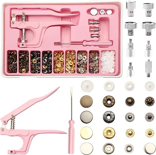 Miniatura 7 de YUSBUTON - Kit de herramientas de cierre a presión resistente, kit de 60 piezas de lona a presión, kit de cierres a presión, broches de acero