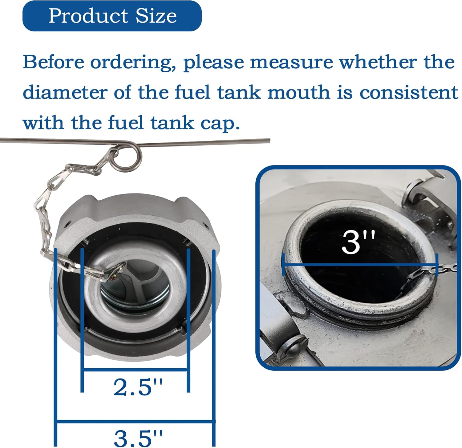 2 Pack 03-37017-002 Truck Fuel Tank Gas Cap 3 In 1/4 Turn Fit For 1996-2022 Freightliner Century 112, Cascadia 125, Columbia 112 120. Replaces# 03-37017-000, 572.1018, 600149, 03-37017-002