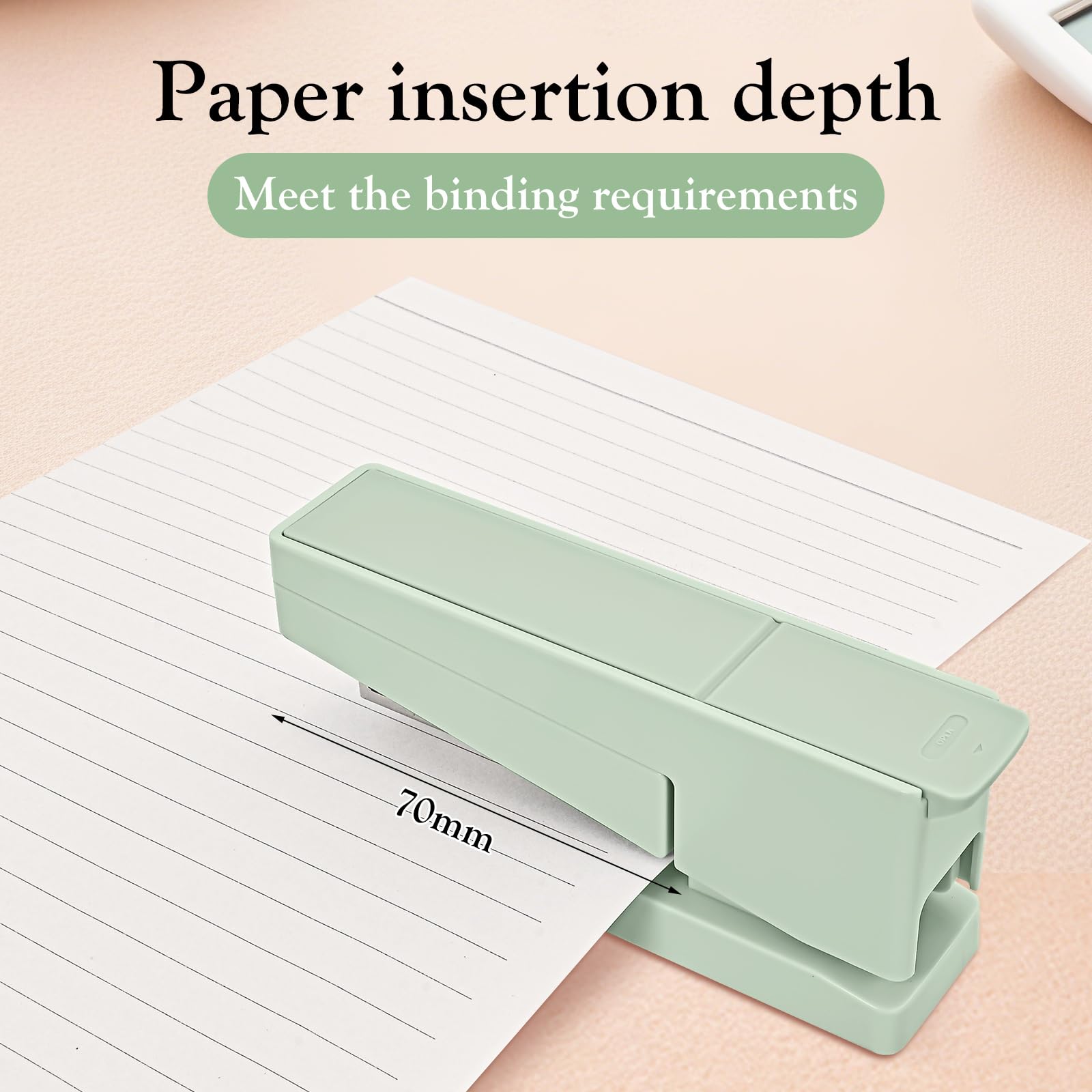 Grapadora giratoria de brazo oscilante, capacidad de 25 hojas, grapadora de escritorio giratoria de 360 grados con 100 grapas, grapadora antideslizante para oficina, verde