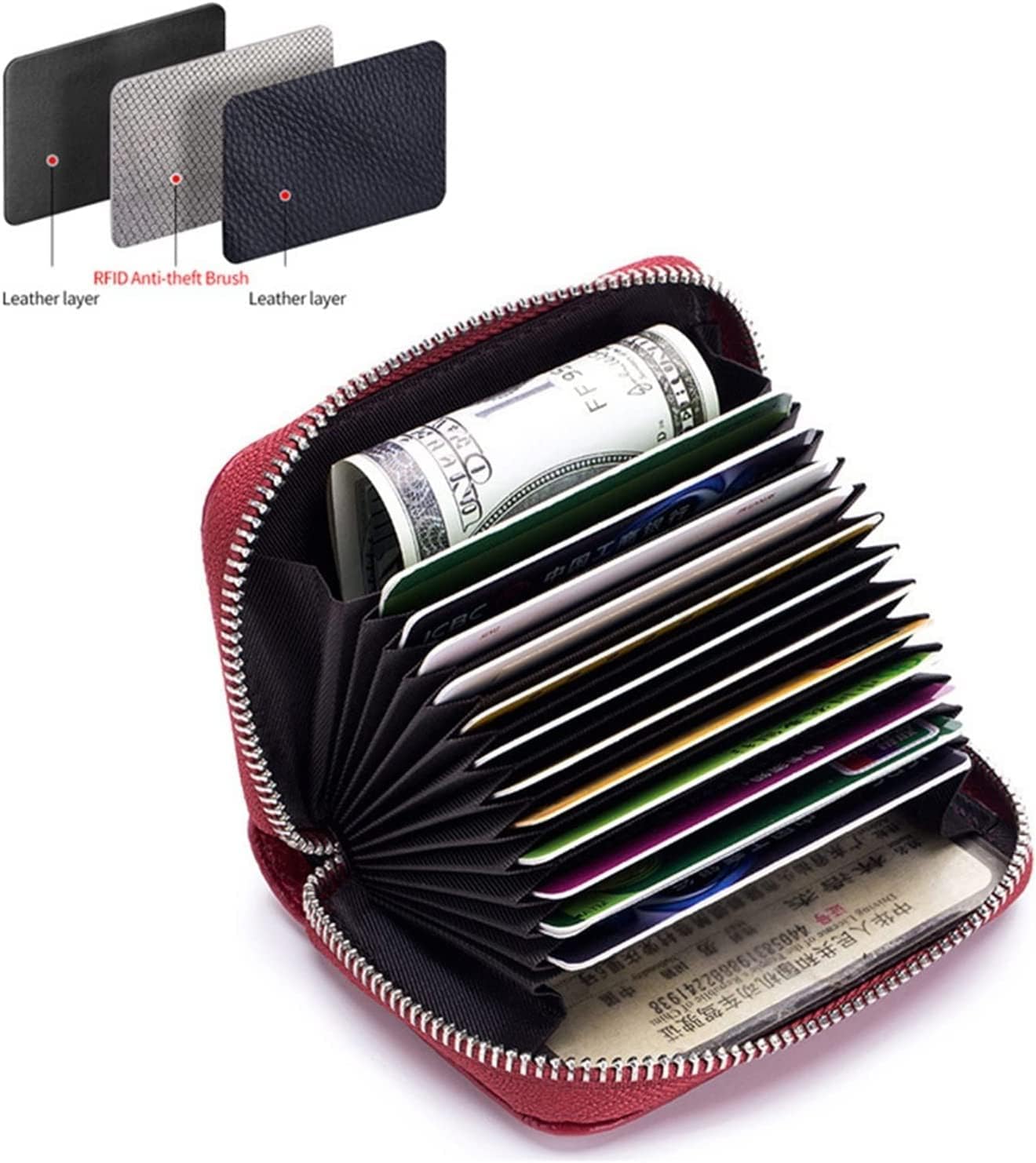 Wallet,Card Bag,Female Wallet RFID Protected Card Holder Men Coin Bag Lady Short Mini Purse Purses for Women Leather (Dark Blue) (Color : Light Pink)