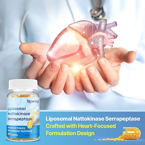Miniatura 6 de Suplemento enzimático liposomal nattoquinasa 12,000 FU Serrapeptasa 360,000 SPU - Enriquecido con enzimas sinérgicas y mezcla de nutrientes e