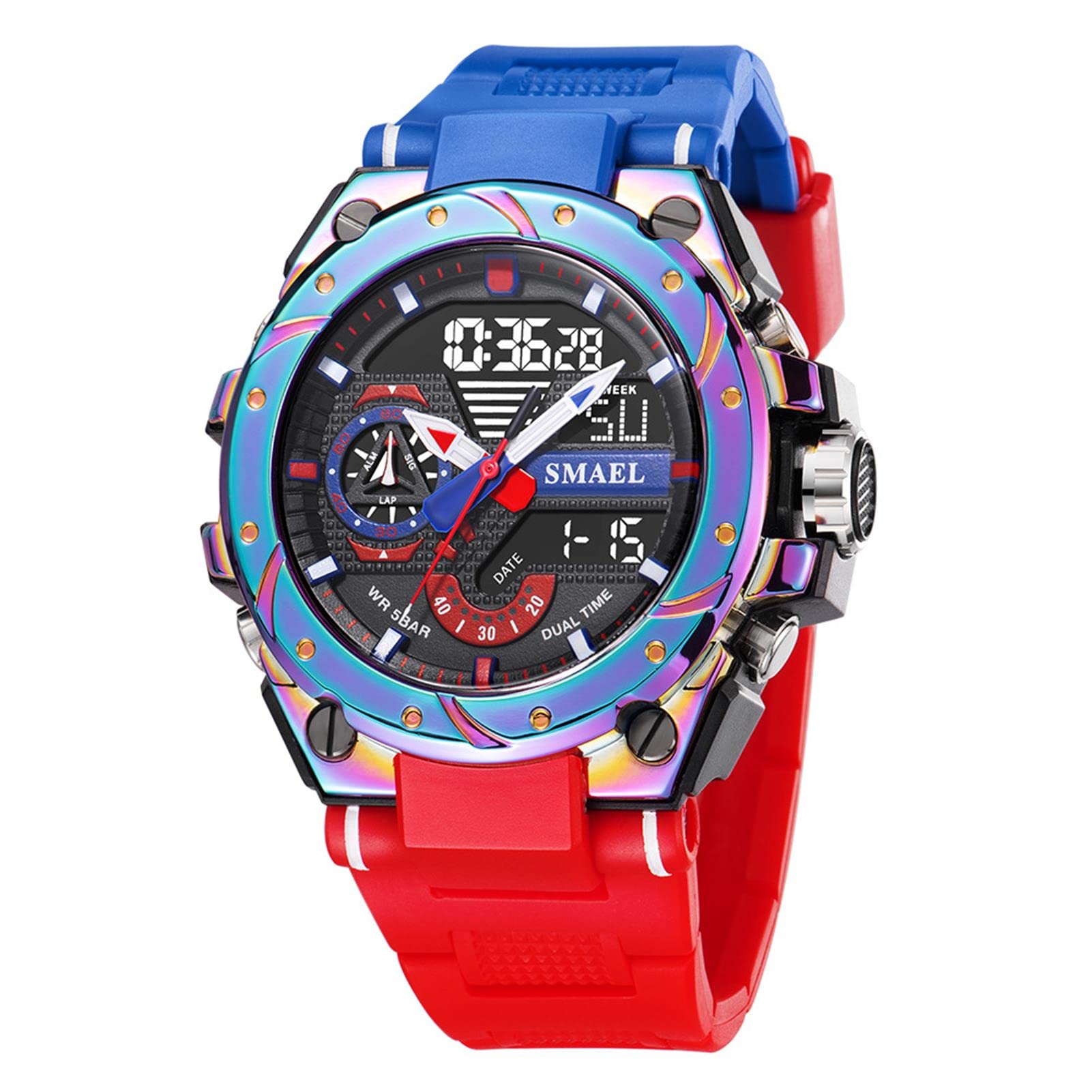 Montre Sport Homme Digitale Etanche 5 Bar avec Chronographe Alarme LED Eclairage Date-Montres avec Bracelet en Silicone