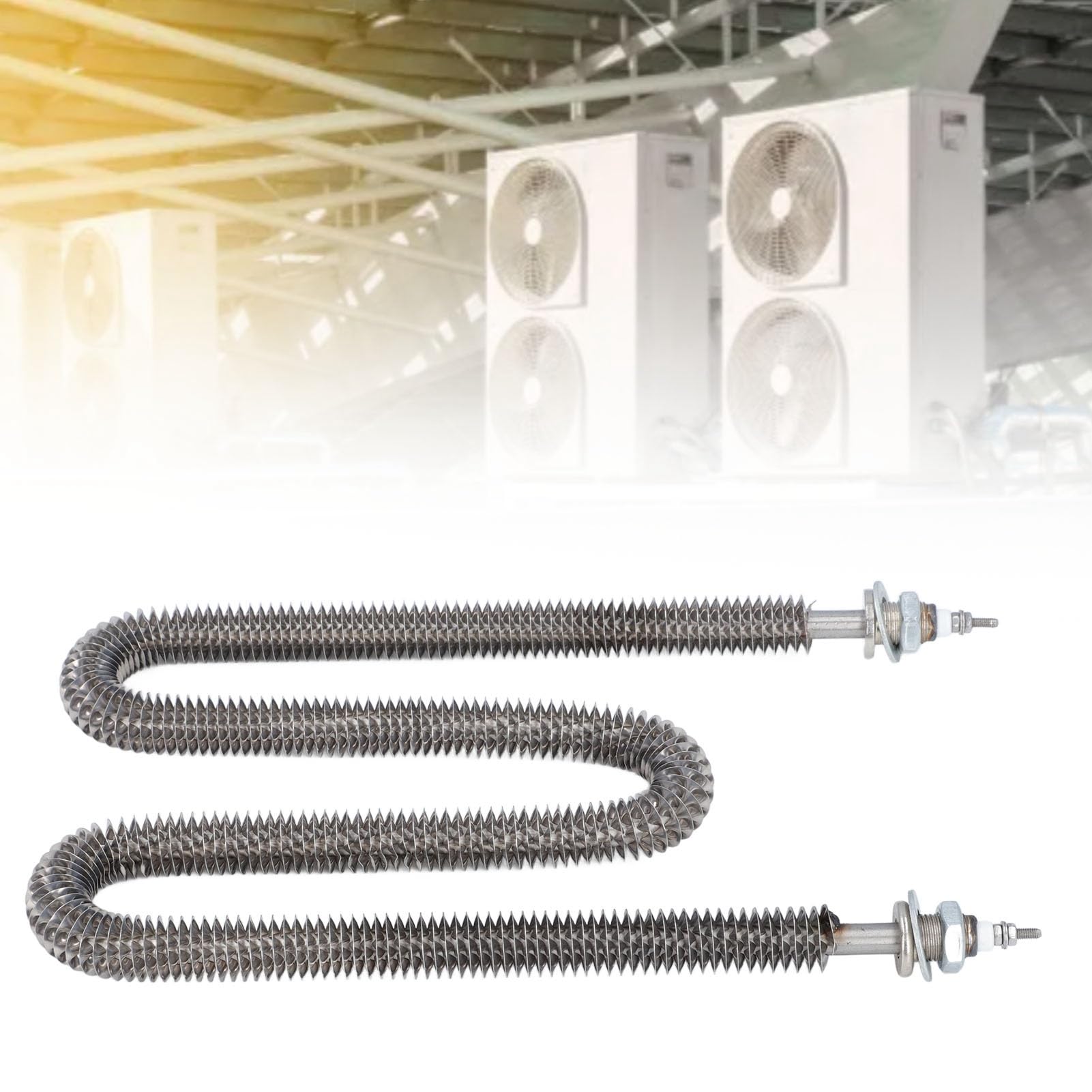 PerGar Tubo de Calor con Aletas Tipo W de 220 V, Kit de Conexión para Aparatos de Gas, Elemento Eléctrico Calefacción con Aletas Tubo W Calefacción de Tubería de Acero Inoxidable de