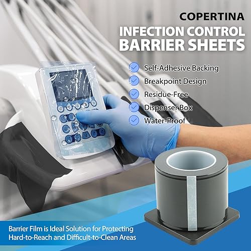 Miniatura 2 de 1 rollo (1200 hojas) película de barrera dental 4x6 por Vastmed Cinta de barrera de película de barrera para tatuaje médico dental - Negro