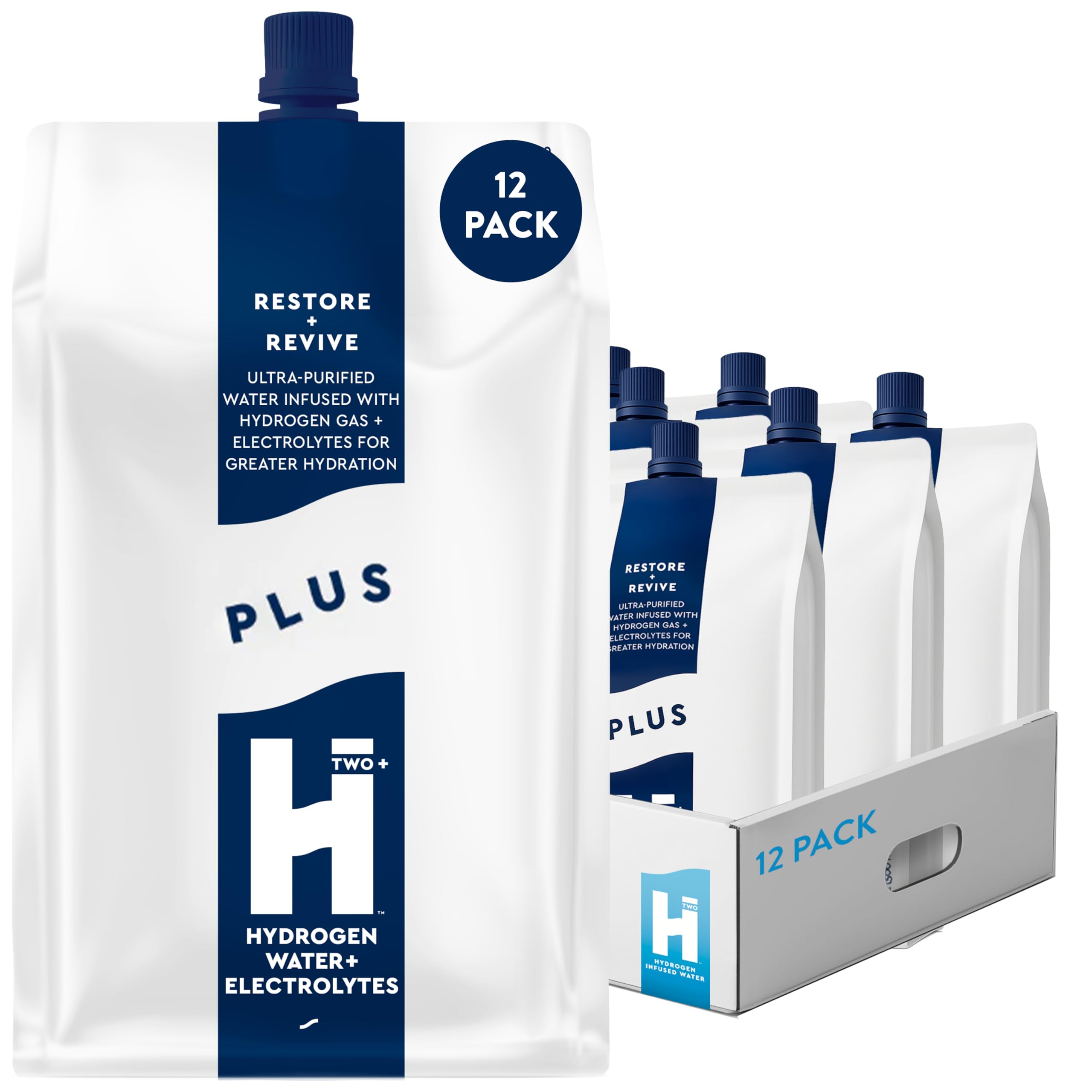 Plus Molecular Hydrogen Water with Electrolytes, Original Unflavored, Sugar Free Hydration Packets, 16.9oz 12 Pack, Energy Sports Drink, Performance & Recovery Support, Alternative to Hydrogenated Tablet - no Prep/Mess