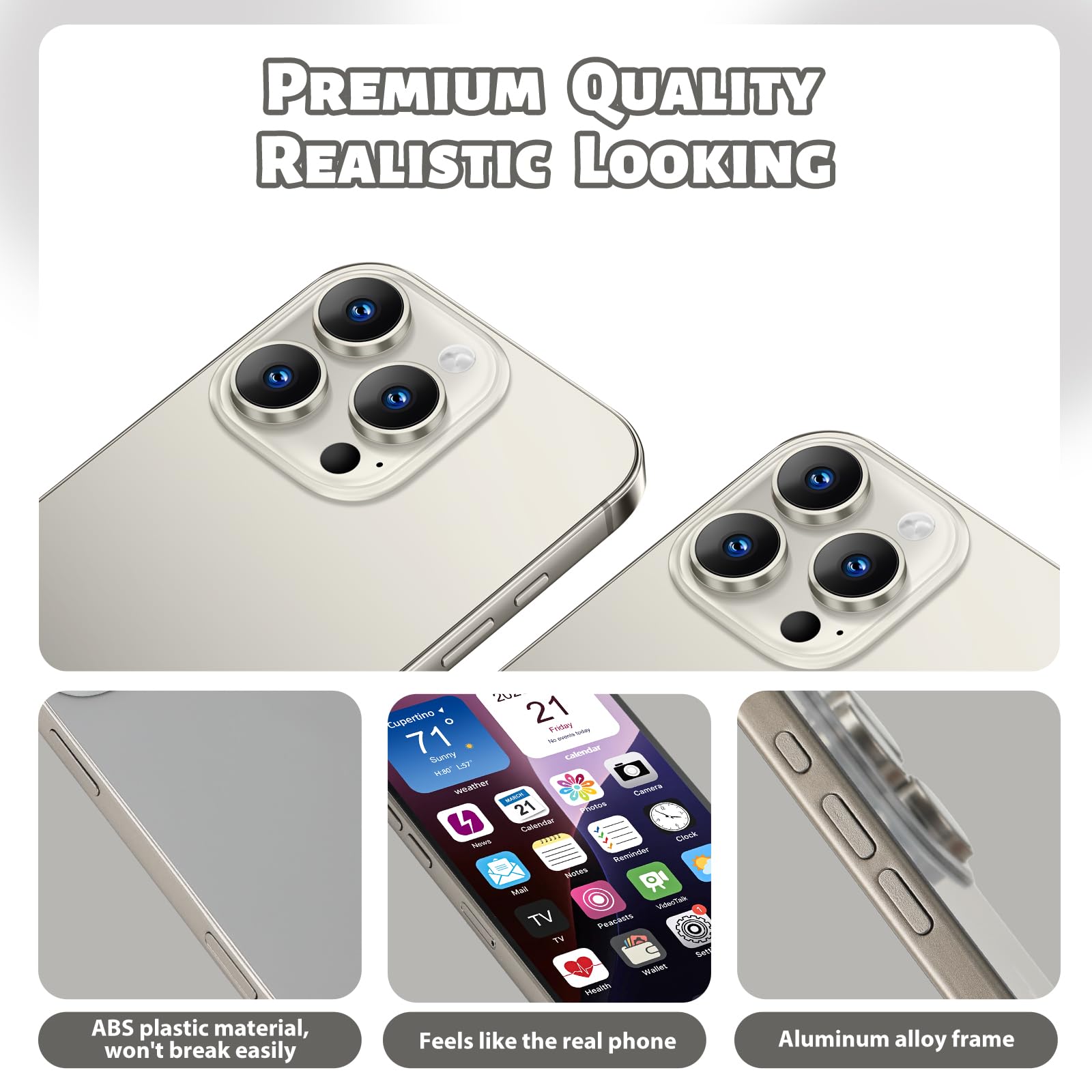Faux Téléphone Portable 13 Pro Max Métallique - Modèle Non Fonctionnel Réplique 1:1 Pour Déco Et Enfants