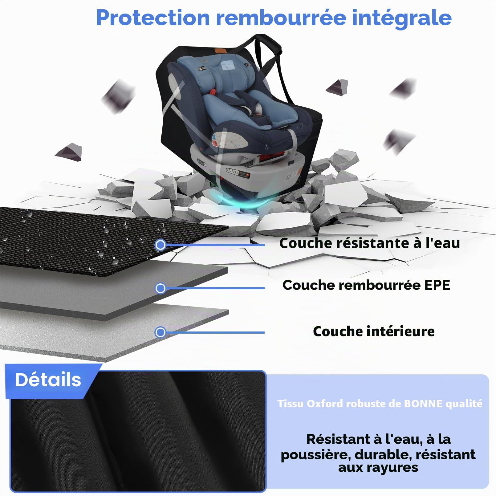 Sac de voyage pour siège auto bébé pour avion, compatible avec tous les sièges auto et bases Nuna Pipa, Chicco KeyFit 30 et base, sacs de siège auto rembourrés pour voyage en avion, sac