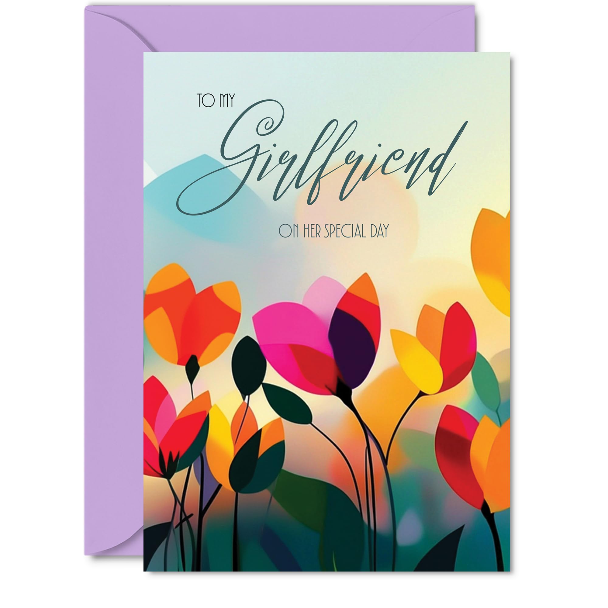 Girlfriend Birthday Card, Vibrant Summer Flowers
