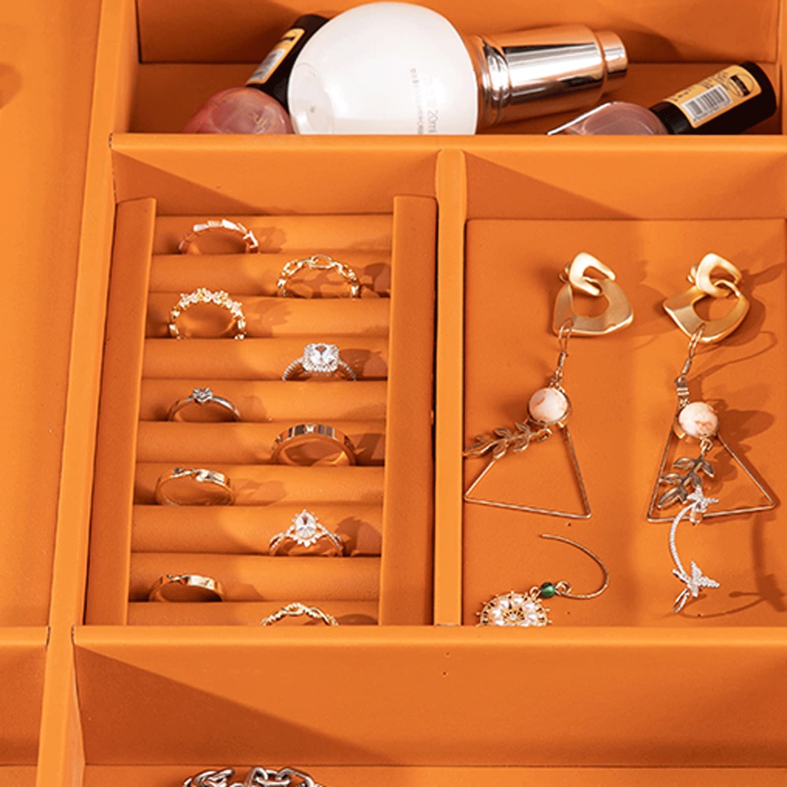 Caja Joyero Joyería Almacenamiento Organizador Bandeja, Bandejas de joyería de cuero de lujo Organizador, Bandejas de almacenamiento de joyas, Pendiente Collar Pulsera Anillo Organizador Jewelry Organ
