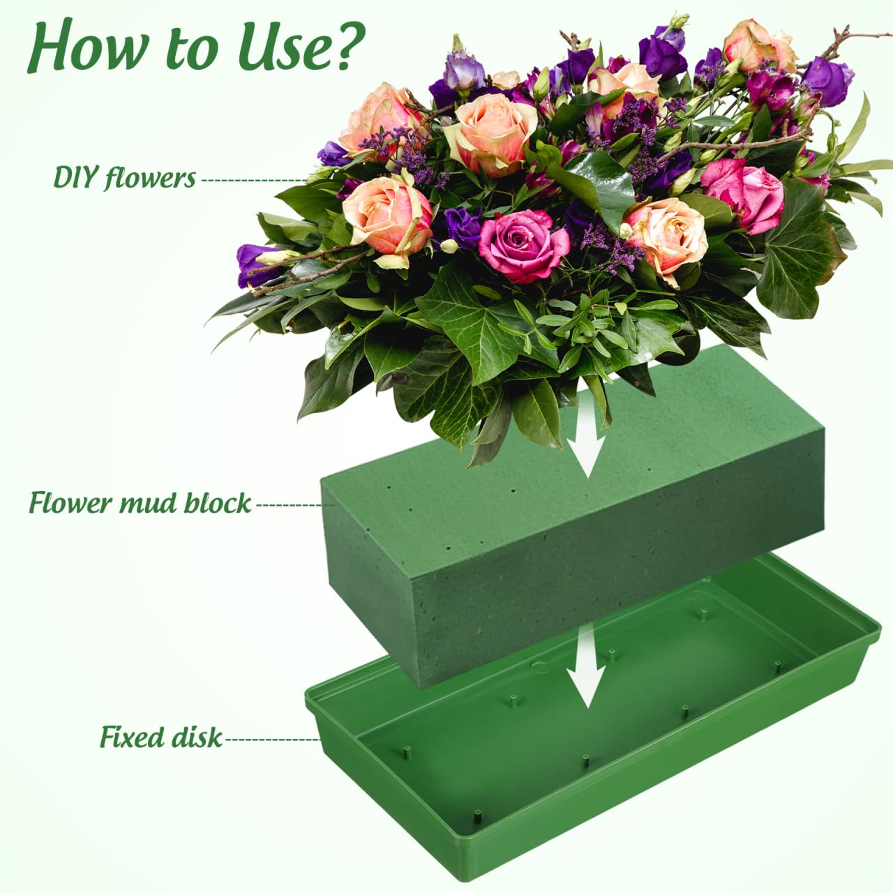 NUOBESTY Lot de 10 Plateaux en Mousse pour Composition Supports Réutilisables pour Décorations Mariage Fête Fixation Facile des Fleurs