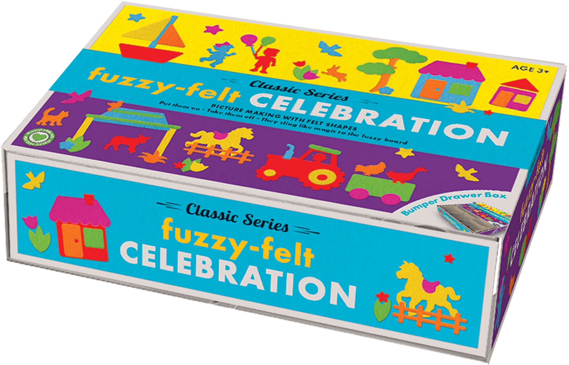 PETERKIN | Fuzzy-Felt Classic Series - 70th Celebrations Drawer Set | Put them on, take them off, they cling like magic to the fuzzy board! | Arts and Craft | Ages 3+