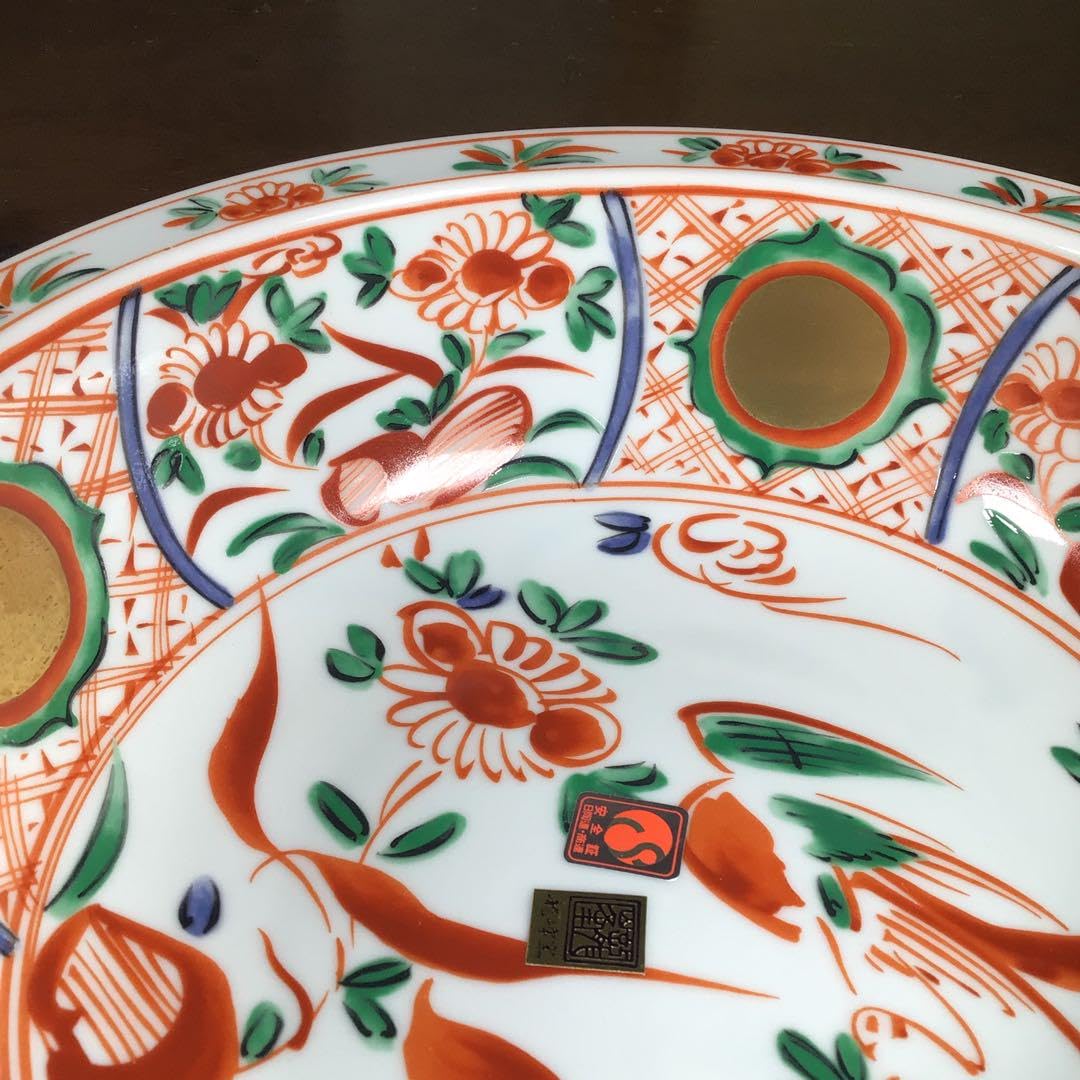 Amazon.co.jp: 小劣化 龍峰 つみき 赤呉須花鳥 大鉢 : ホーム＆キッチン