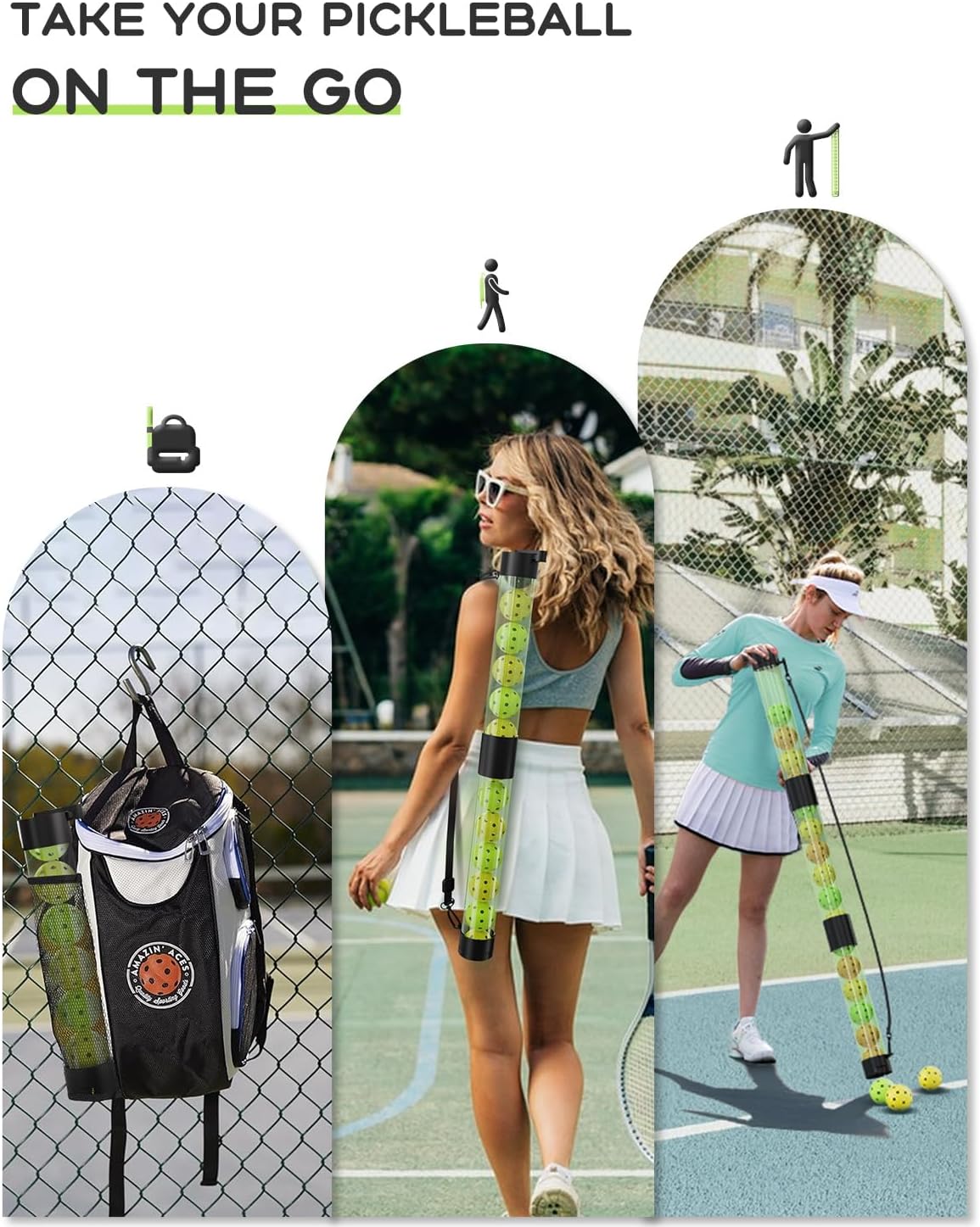 Pickleball Ball Retriever Upper Holds 17 Balls, Pickleball Pickup Tube with Shoulder Strap, Easy Pickup Portable Pickleball Ball Holder - Image 5