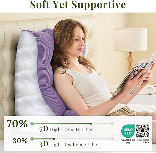 Miniatura 6 de Sasttie Juego de almohadas de cuña, 3 almohadas de lectura para sentarse, almohada de cuña de cama para dormir, después de una cirugía, reflujo