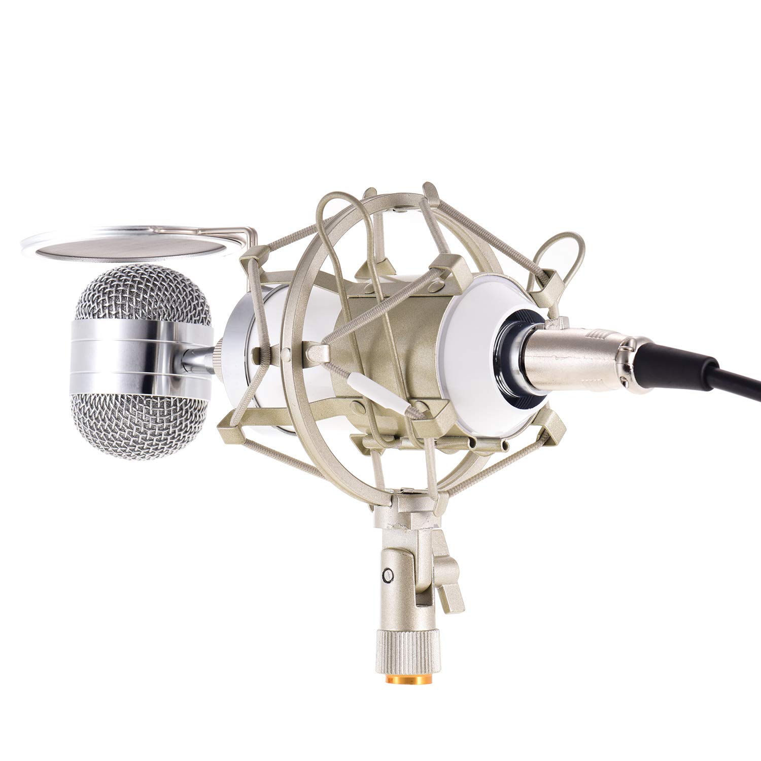 Kit de micrófono de condensador unidireccional con abrazadera de metal a prueba de golpes, parabrisas de bajo ruido, alta sensibilidad para transmisión vocal en vivo, canto, transmisión, instrumento