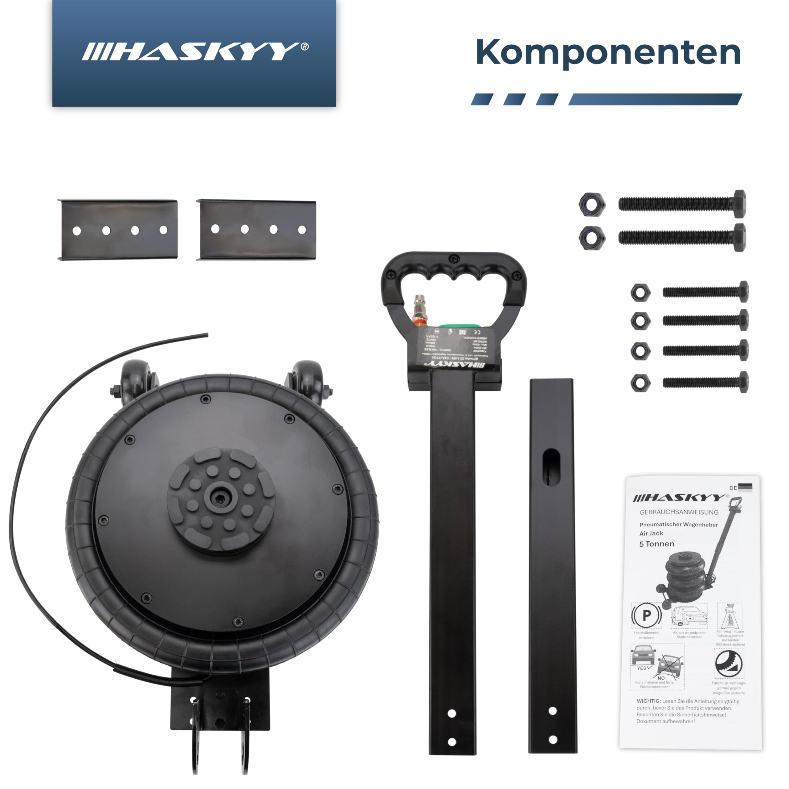 HASKYY Gato hidráulico neumático 5T 150-400 mm altura de elevación triple bolsa de aire elevador de aire de 5 toneladas neumático triple Air Jack gato hidráulico gato hidráulico hidráulico gato