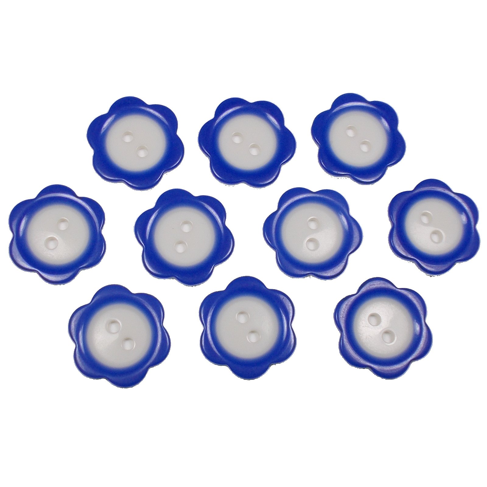 Push The Button Blue Colour Rim Daisy Flower Plastic Buttons 17Mm (, 10)