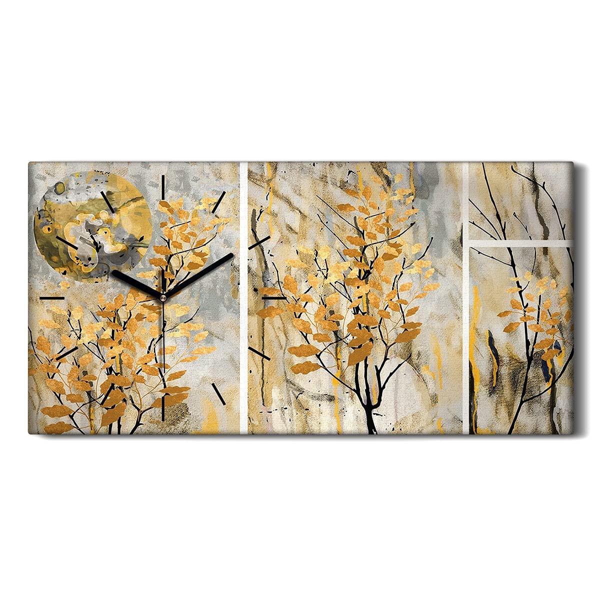Horloge sur toile art moderne 60x30cm objet de décoration murale salon et chambre