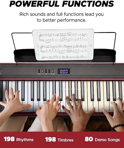 Miniatura 4 de Starfavor Teclado de piano de 88 teclas, piano digital compacto Bluetooth con 88 teclas semipesadas, teclado eléctrico económico con soporte, pedal