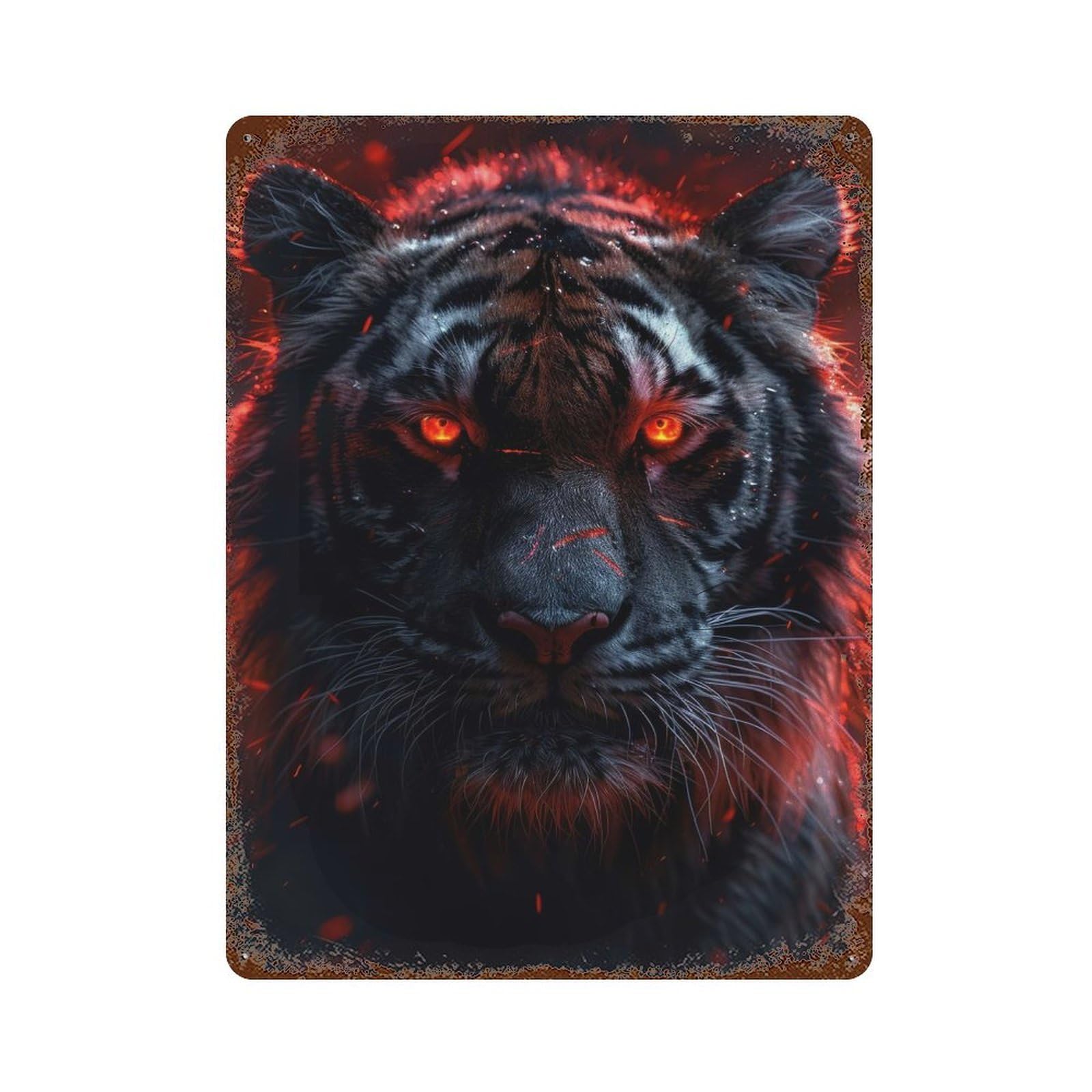 Inferno Eyes of The Tiger Vintage Rust Metal Sign 15.7"x11.8", Shabby Chic Decor for Garage, Pub Or Kitchen