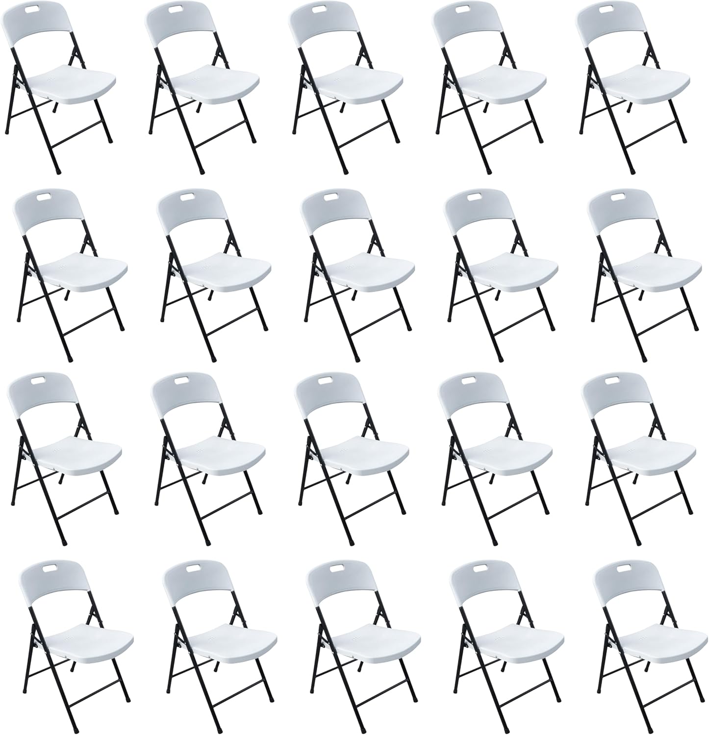 BTEXPERT Thick Folding Chair Portable Plastic Seat Party Chair for Indoor Outdoor Wedding Event Picnic Kitchen Dining Church School White Foldable Chair Steel Frame Set of 20