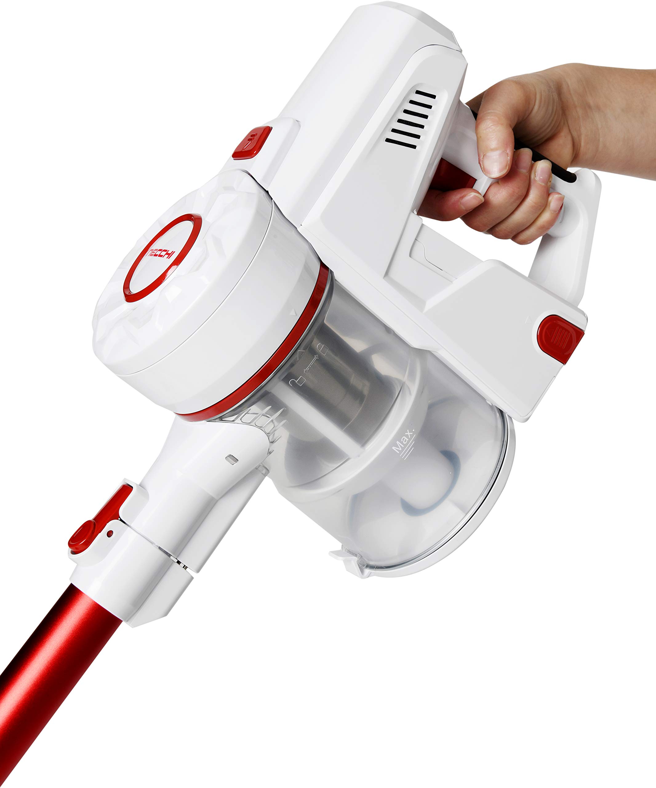 Necchi - NH9208 escoba eléctrica inalámbrica HEPA, filtración ciclónica, recargable, potente motor digital, pantalla táctil, súper succión sin bolsa portátil, batería de litio
