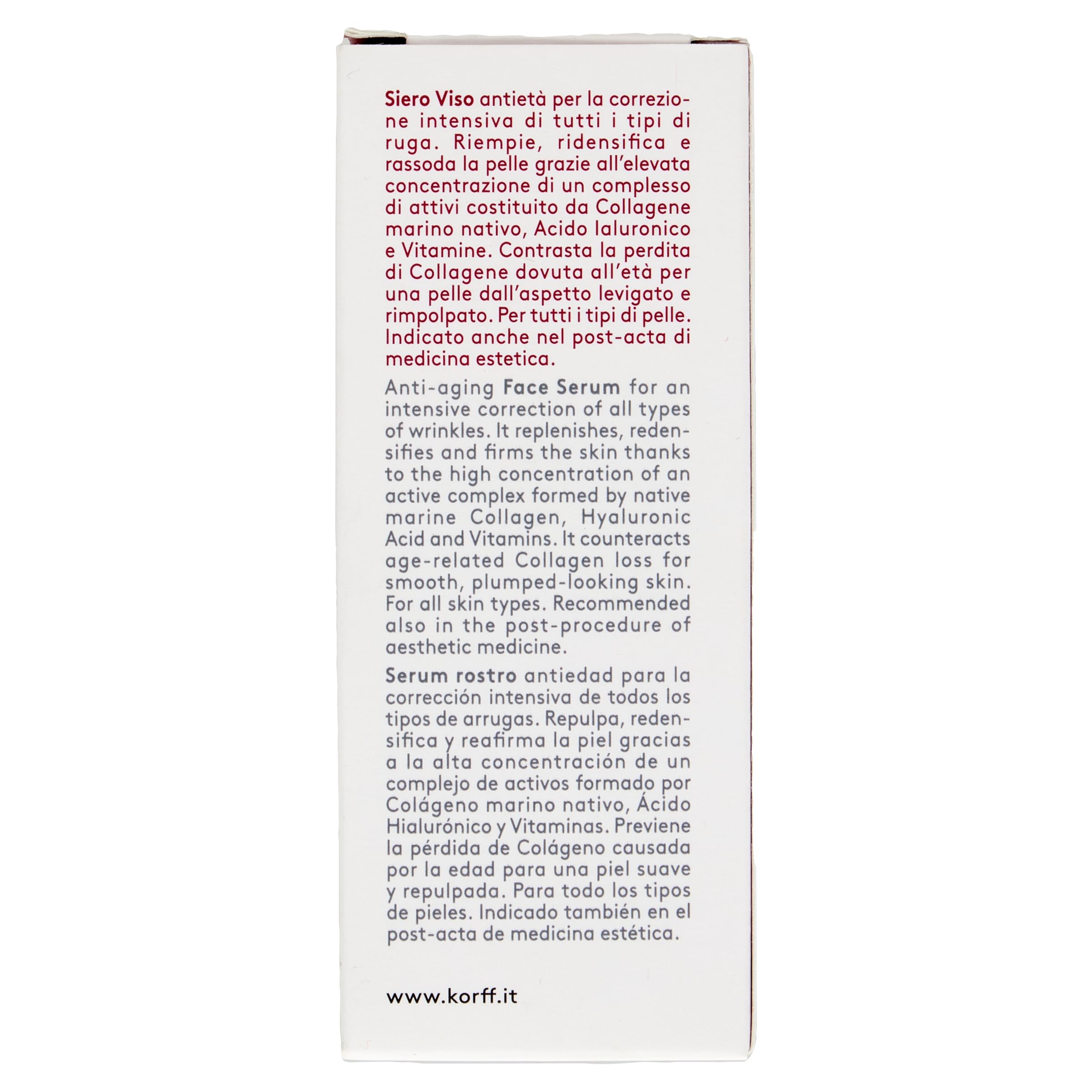 Korff Anti-Aging Gesichtsserum, Collagen Age Filler, intensive Korrektur gegen Falten und tiefe Feuchtigkeit, Meereskollagen, Hyaluronsäure und Vitamine, 30 ml