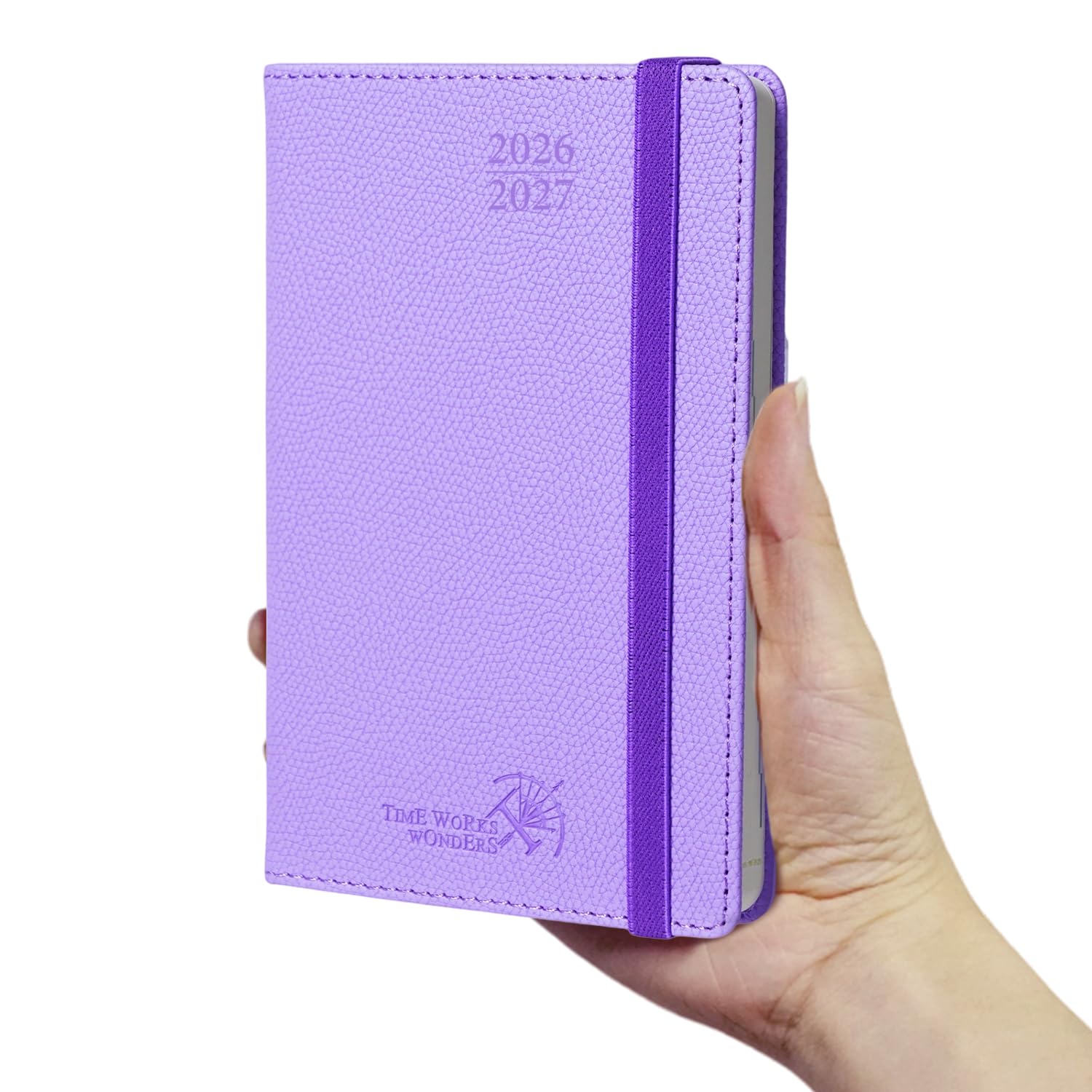 POPRUN A6 Academic Diary 2026-2027 Hardback Week to View (16x10.5 cm) 26/27 Horizontal Weekly Planner 17 Months (Aug'26 - Dec'27) Mid Year, Inner Pocket(Lavender)
