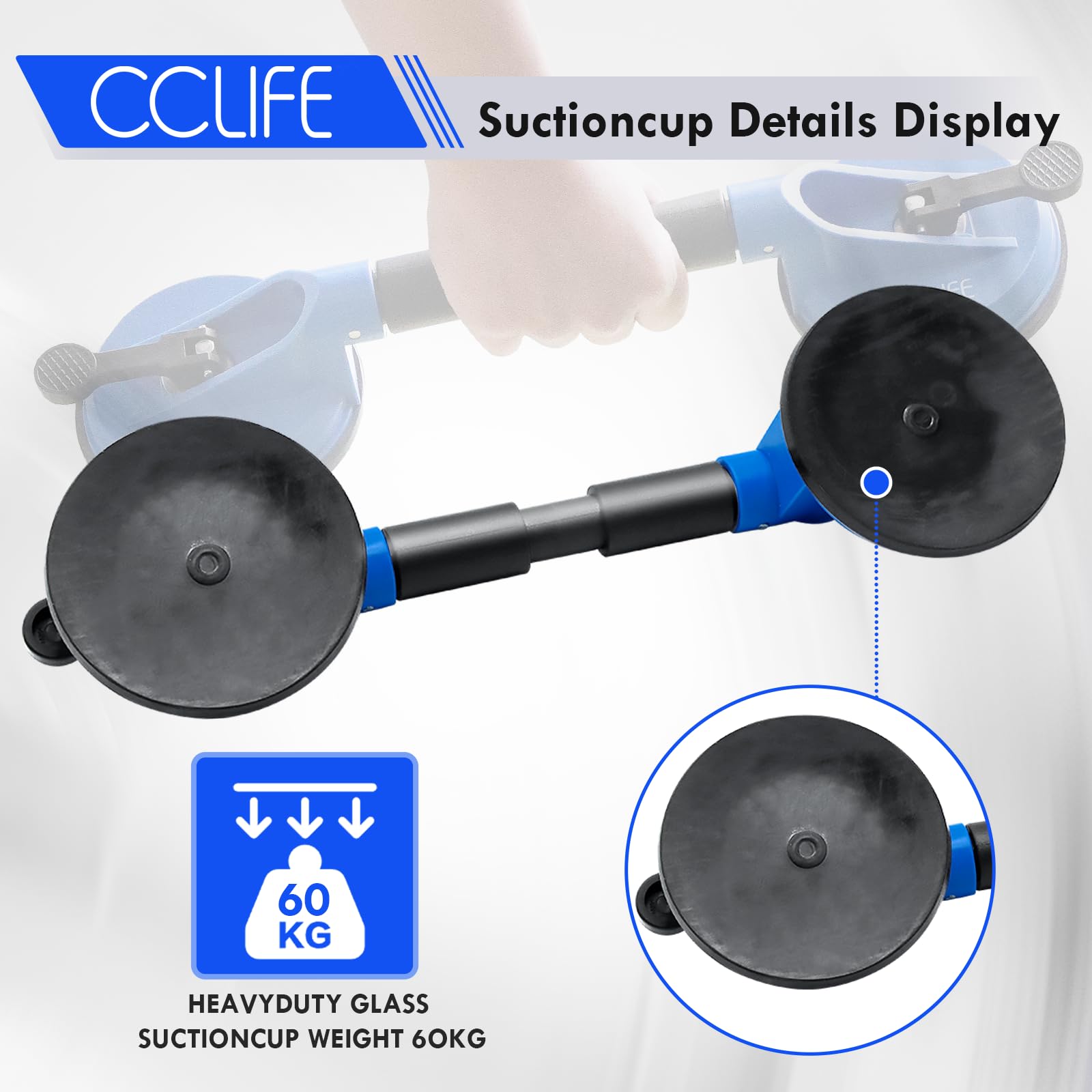 CCLIFE 2x 60 kg Sollevatore Doppia Ventosa per Vetri Metallo Plastica Superfici Lisce
