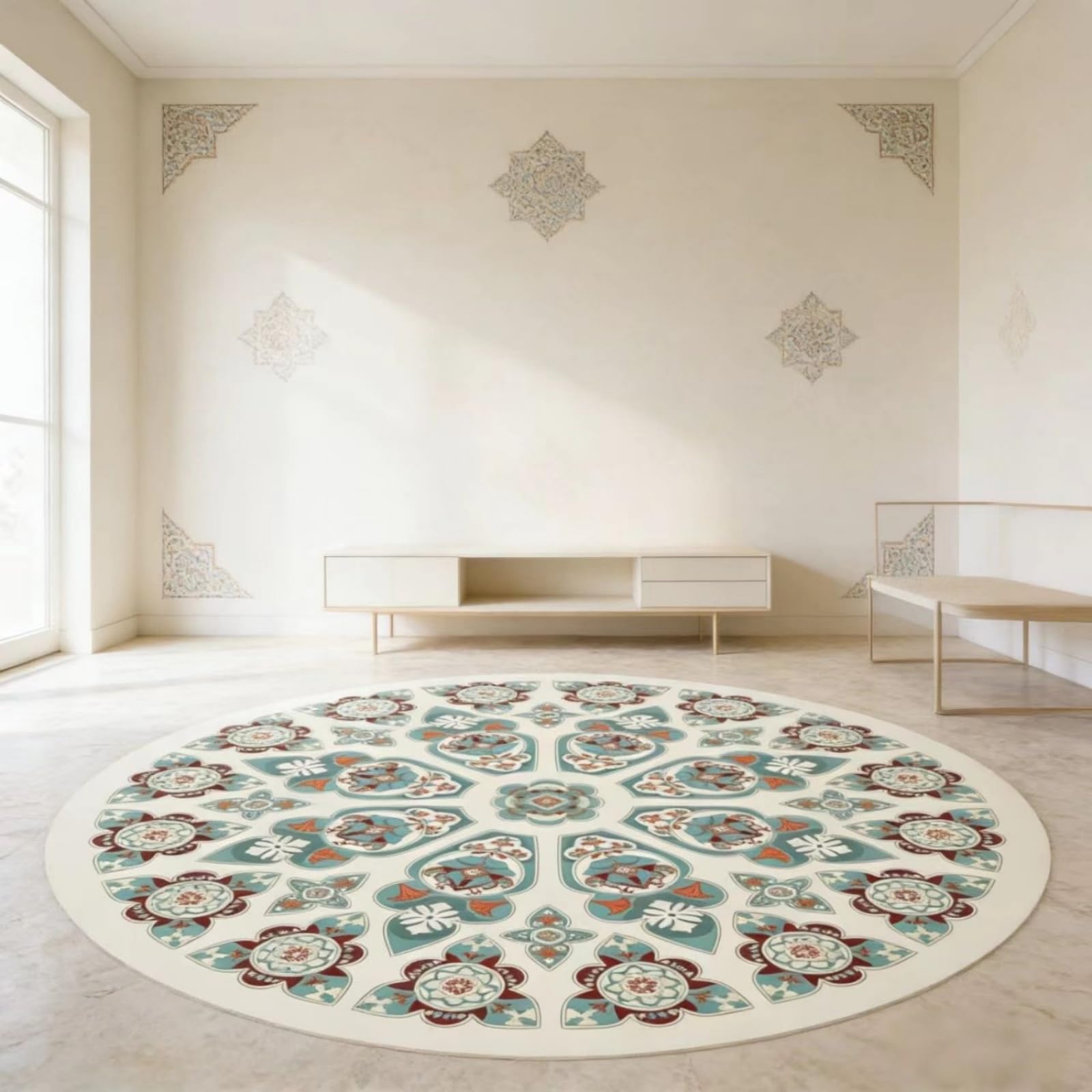 Tapis rond 90 cm facile à nettoyer et antidérapant pour éviter les glissades