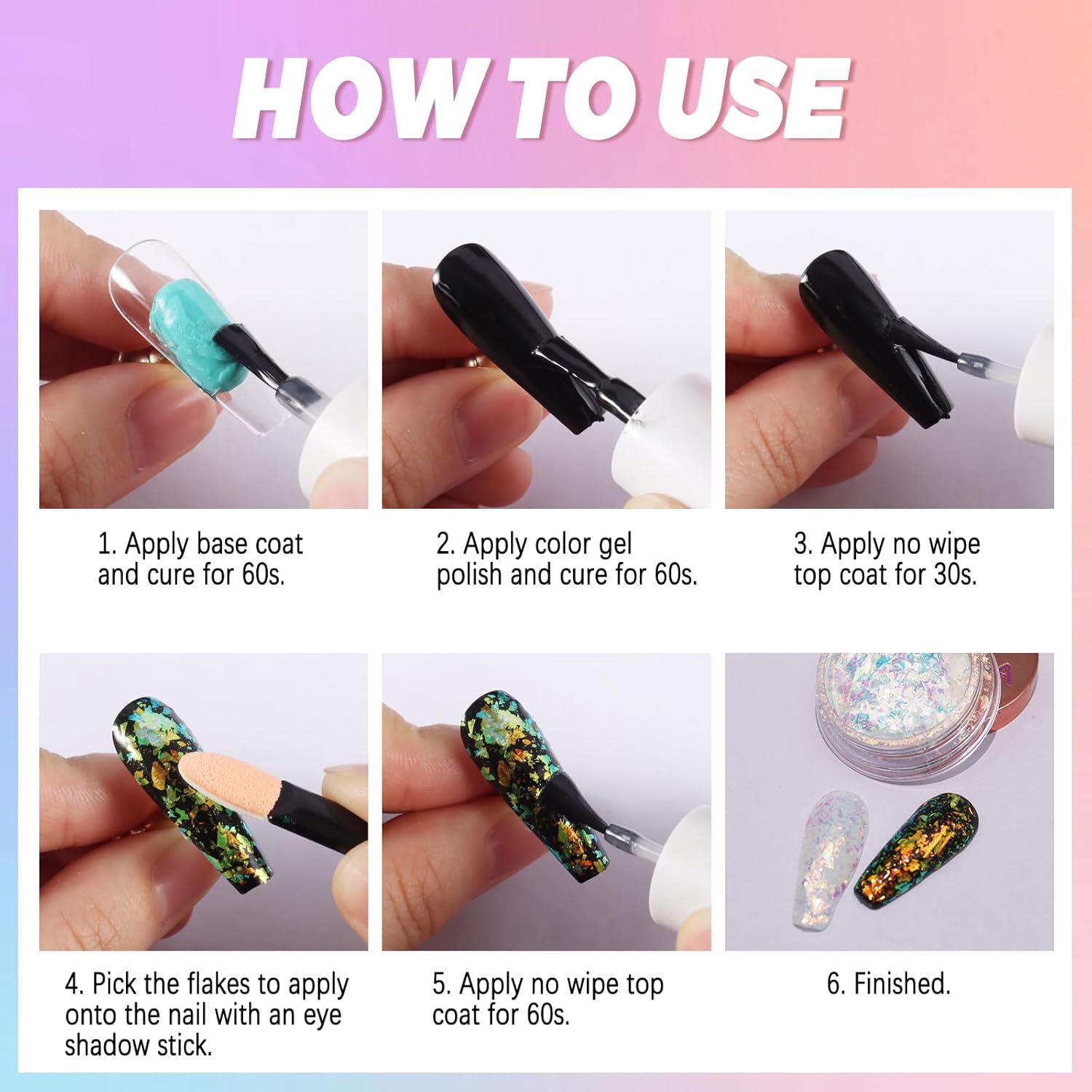 Laza Colorful Moonlight Chameleon Flakes Nail Glitter Irregular Opal Nail Foil Flakes Chunky Confetti Color-Shift Sequins Iridescent Fairy Dust for Mermaid Nails Design, Nail Decorations for Nail Art - Image 6