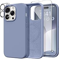 Vista 174 de GONEZ Funda de silicona para iPhone 14 Pro Max, compatible con MagSafe, con protector de pantalla + protector de lente de cámara, silicona líquida a