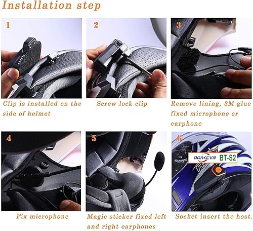 Miniatura 6 de HuanGou BT-S2 Bluetooth 5.0 nueva versión 1000 M casco Bluetooth intercomunicador hasta 3 conductores compatible con radio FM, GPS, música, manos