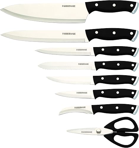 Miniatura 4 de Farberware Edgekeeper - Juego de cuchillos delgados con afilador integrado, 14 piezas, color negro