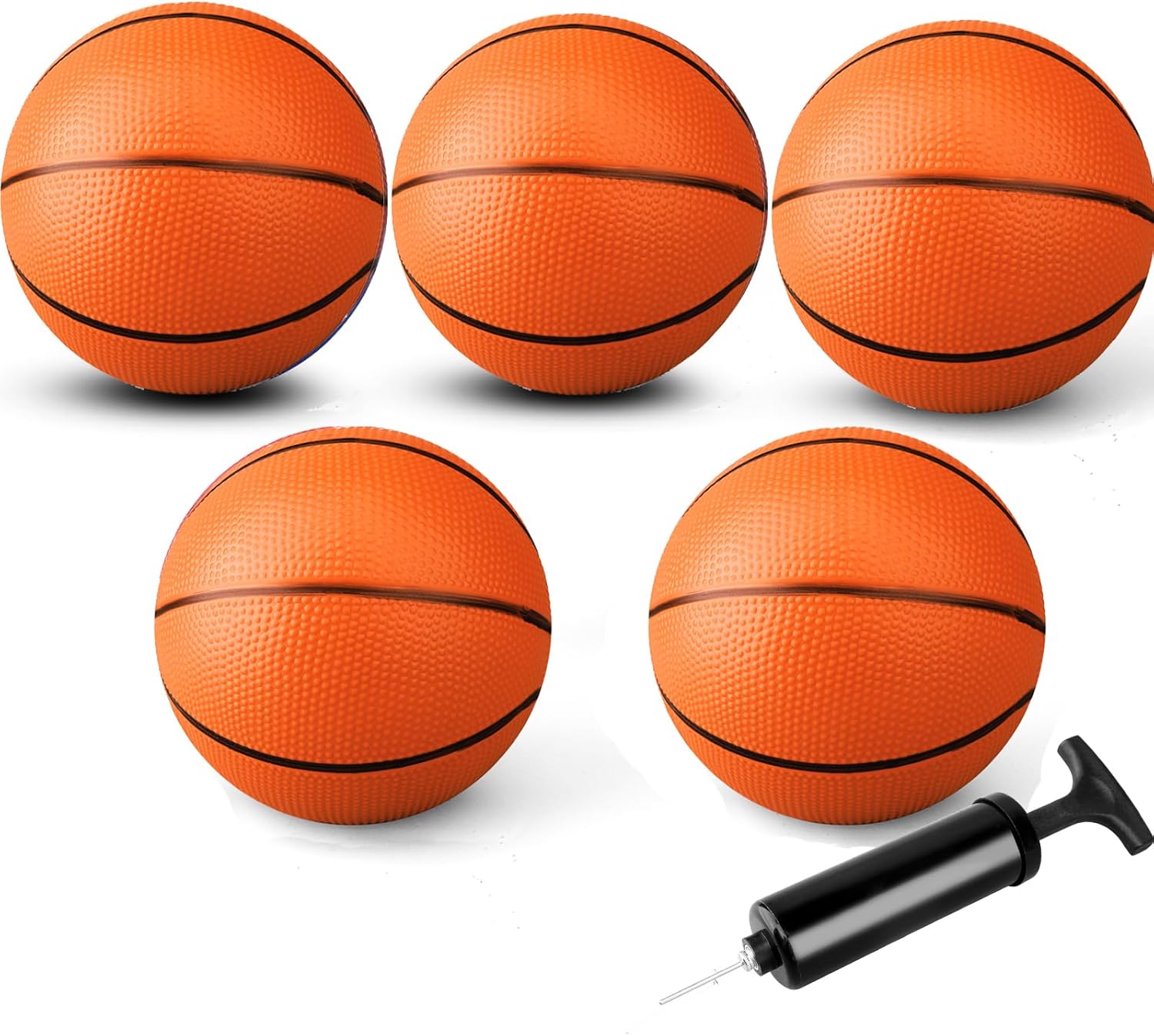 Anzmtosn Mini Basketball Toys for Over Door Indoor Hoops - 7 Inch Pool Basketballs with Pump, Beach Balls, Water Toys for Inflatables Hoops, Playground, Outdoor, Party, Lawn, Yard Arcade Game 5 Pack