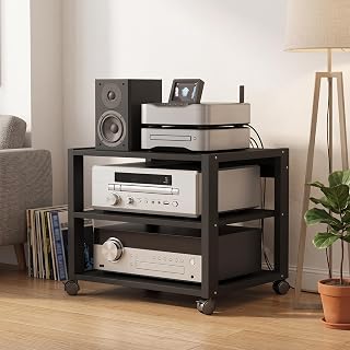 3-stufiges Rollbares AV-Medienregal für Stereo und HiFi Geräte